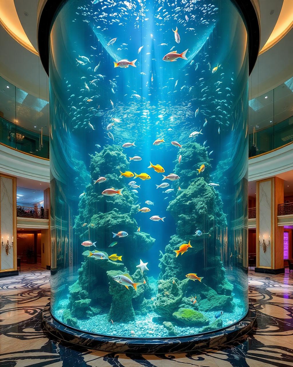 Lobby Cylinder — Commercial aquarium project